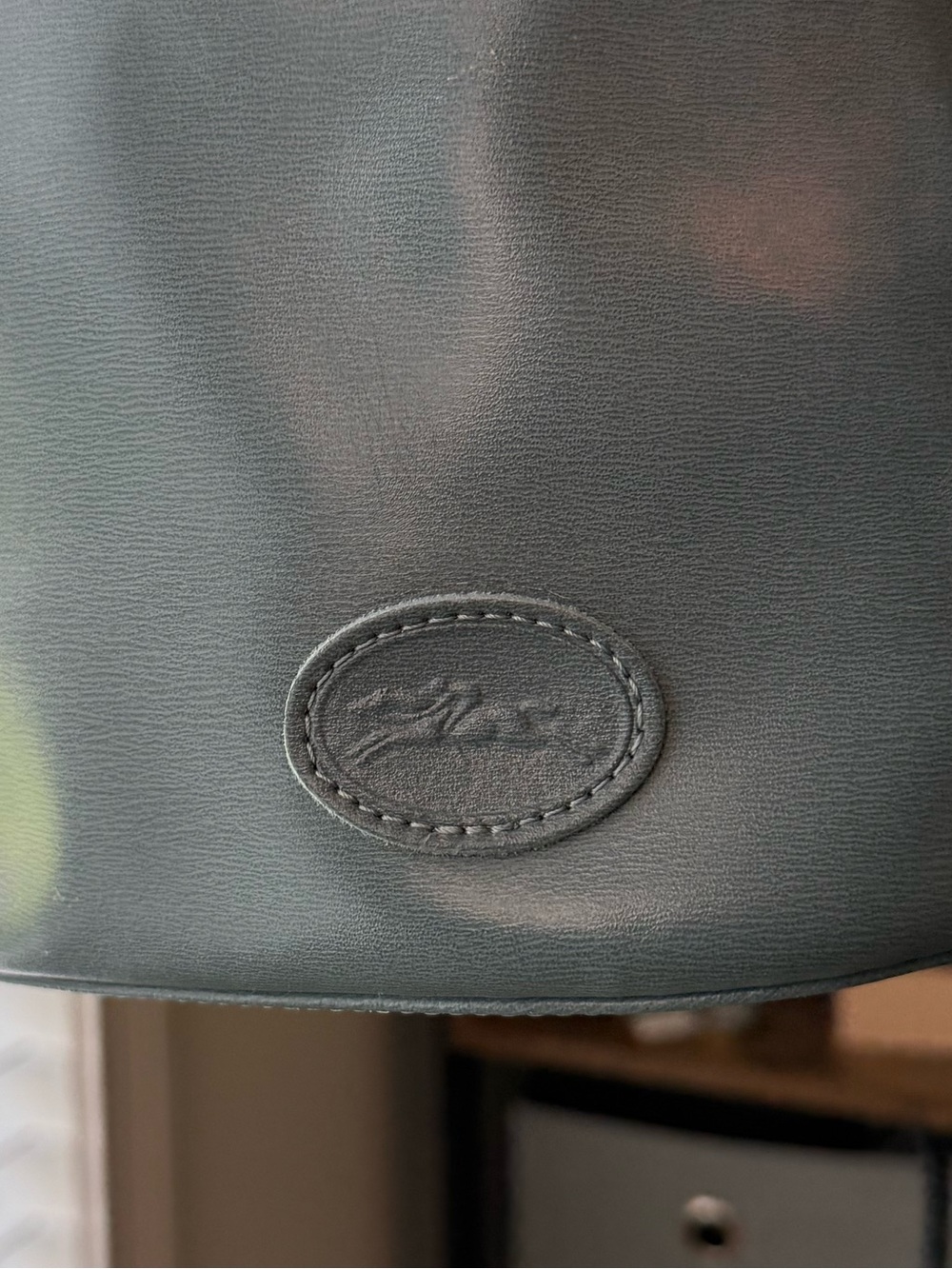 Longchamp Roseau Leather Bucket Bag Blue Grey - Picture 2 of 14